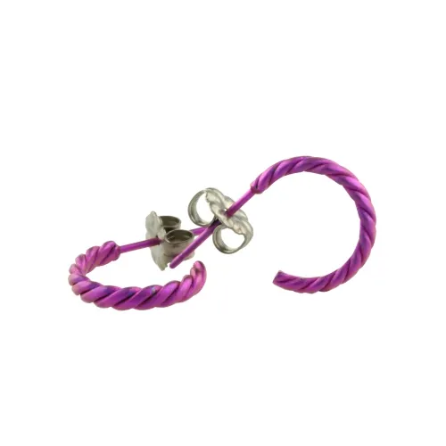 Small 12mm Twisted Pink Hoop Earrings 